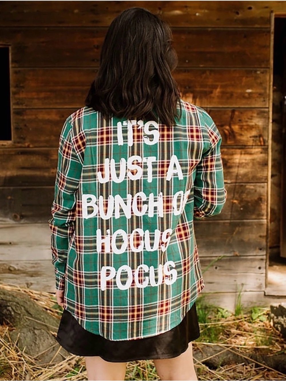 New Cakeworthy Its Just A Bunch Of Hocus Pocus Plaid Flannel Winifred Shirt XL